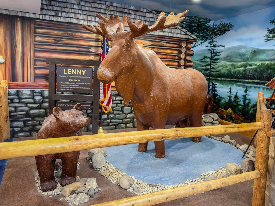 5 Len Libby Candies lifesize chocolate moose must see while in Portland Maine top things to do RV trip