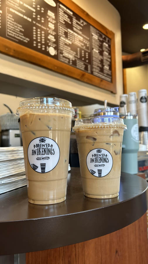 2 Coffee at Brewed Awakenings at The Village in Sunriver excellent coffee