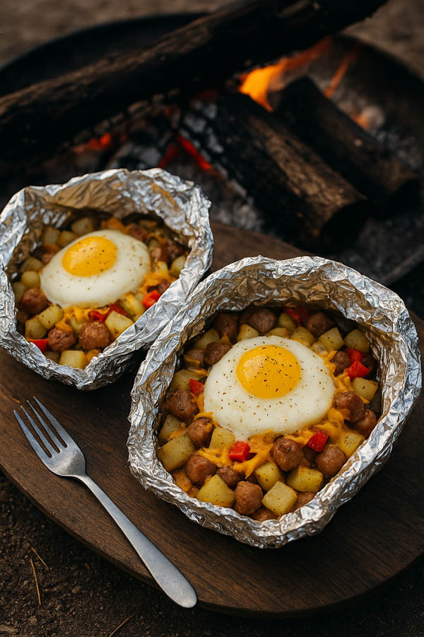 Easy Campfire Sausage and Eggs