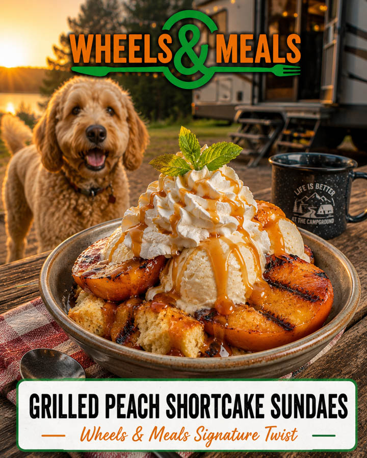 Grilled Peach Shortcake Sundaes